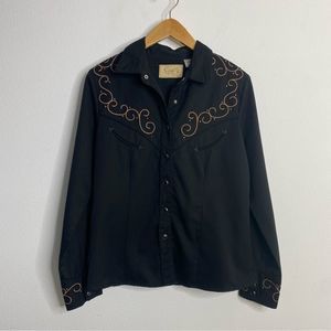 Scully Ladies Cross Studded Black Western Shirt
